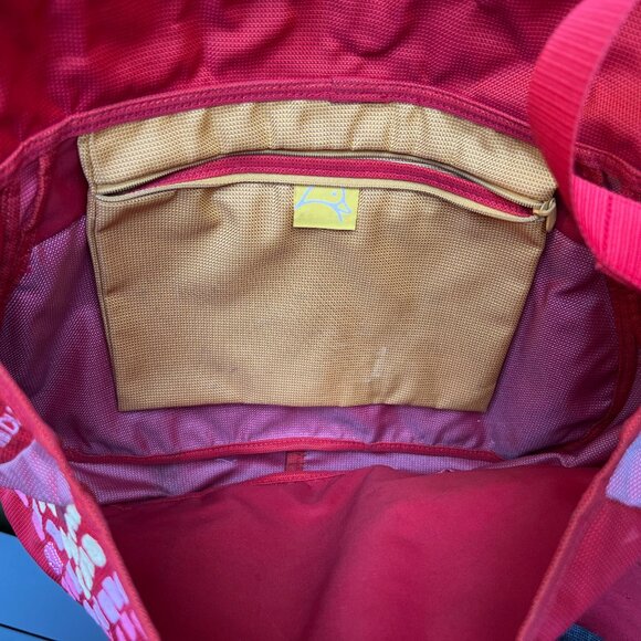 Mandarina Duck Crossbody Nylon Red, Pink and Yellow Embroidered Beaded Boho Bag - Picture 8 of 8